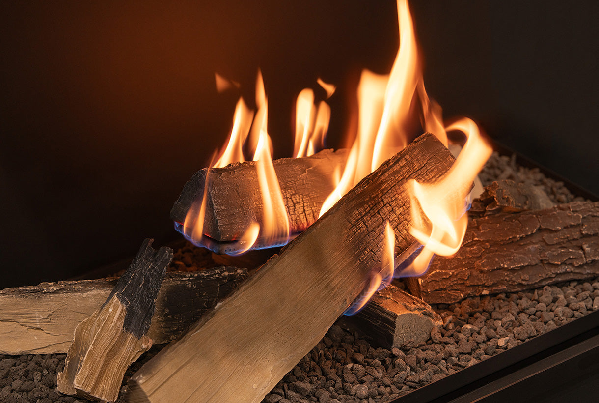 Planika Forma 1200 Bioethanol Fireplace Left Corner with FLA4 990 Logs