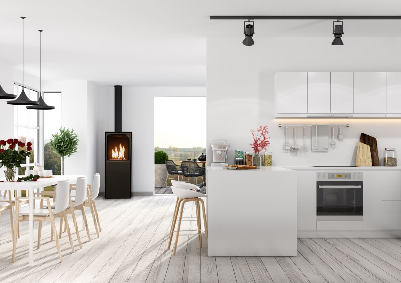 Planika - Free standing fireplace - SCANDI REMOTE
