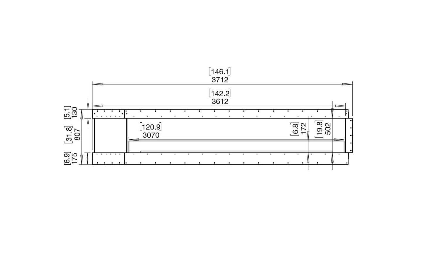 EcoSmart - Flex Fireplace 140PN.BXL - Peninsula - Black