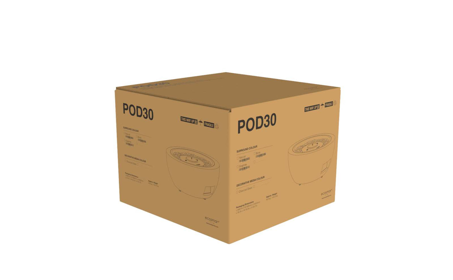 EcoSmart Fire - Pod 30 - Fire Pit Bowl - Natural