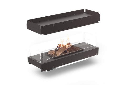 Planika Forma 1200 Bioethanol Fireplace Island with FLA4 990 Logs and Flue Connection