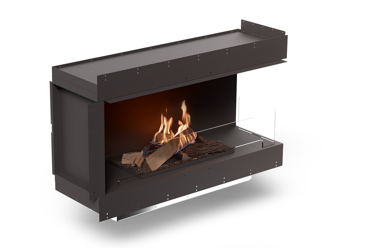 Planika Forma 1200 Bioethanol Fireplace Right Corner with FLA4 990 Logs