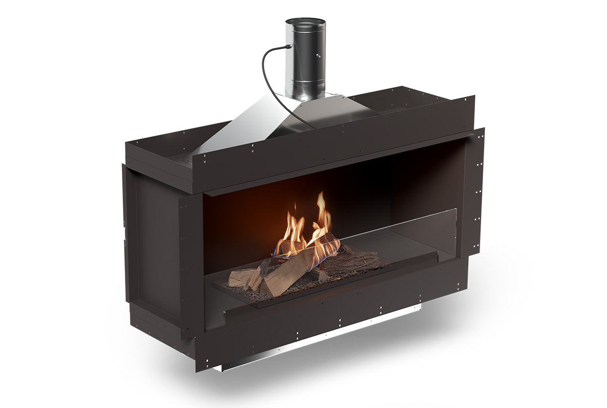 Planika Forma 1200 Bioethanol Fireplace Single Sided with FLA4 990 Logs and Flue Connection