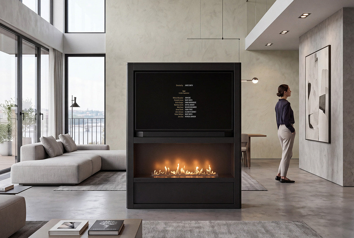 Planilka Cinema Media Wall with FLA4 990 Bioethanol Burner