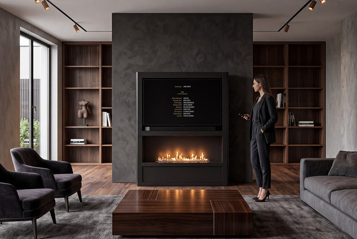 Planilka Cinema Media Wall with FLA4 990 Bioethanol Burner