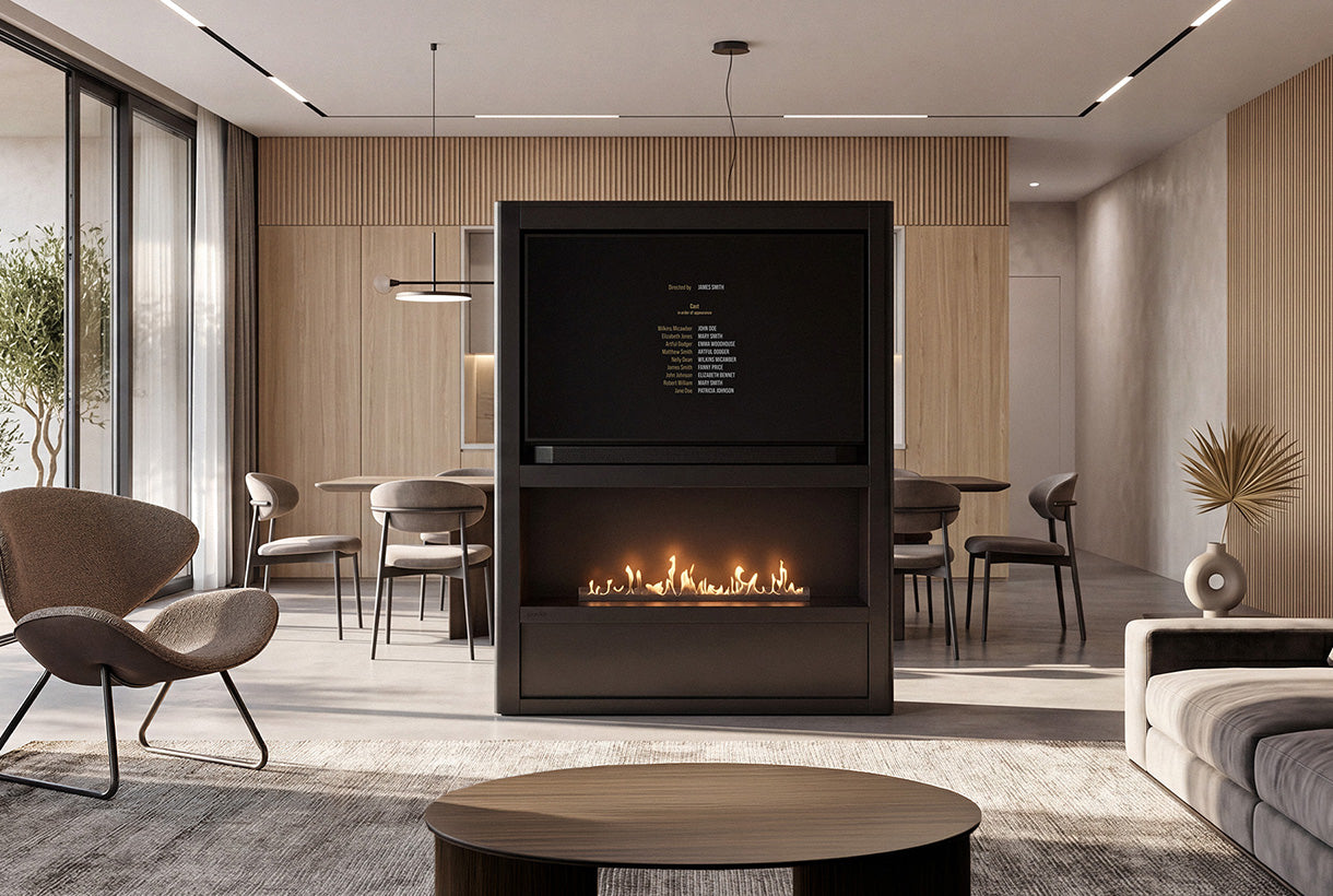 Planilka Cinema Media Wall with FLA4 990 Bioethanol Burner