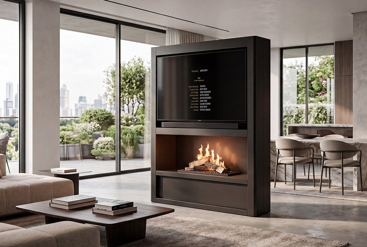 Planilka Cinema Media Wall with FLA4 Logs 990 Bioethanol Burner