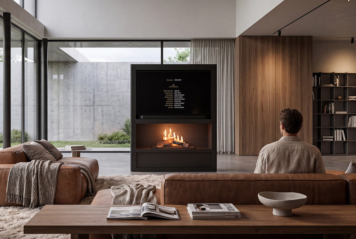 Planilka Cinema Media Wall with FLA4 Logs 990 Bioethanol Burner