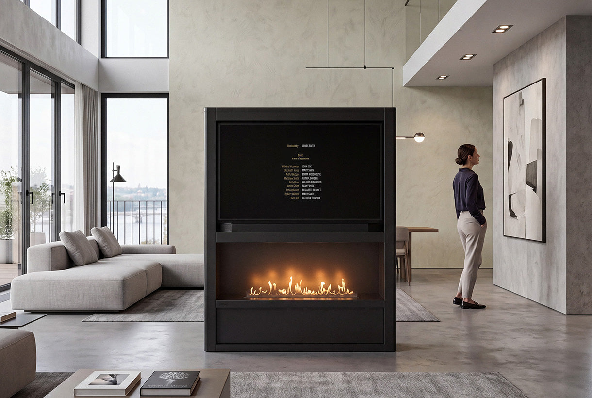 Planilka Cinema Media Wall with FLA4+ 990 Bioethanol Burner