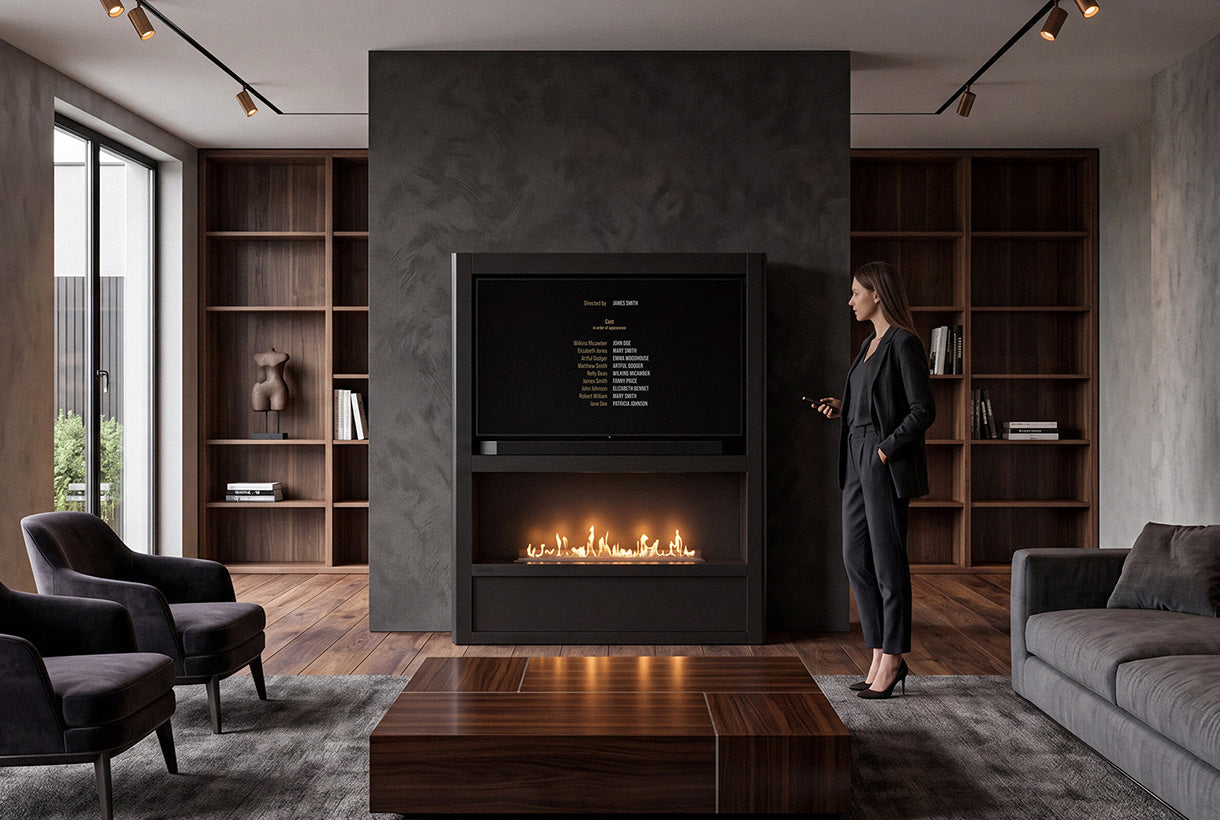 Planilka Cinema Media Wall with FLA4+ 990 Bioethanol Burner