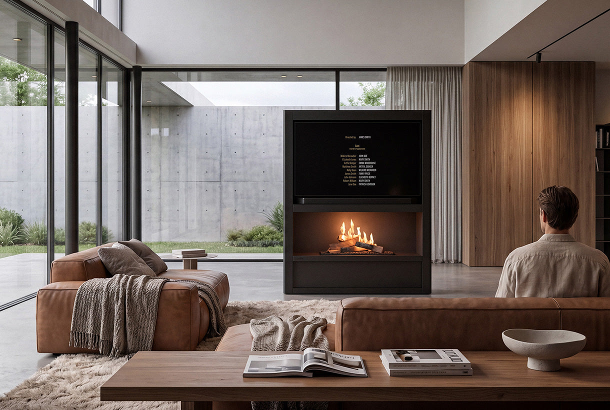 Planilka Cinema Media Wall with FLA4+ Logs 990 Bioethanol Burner