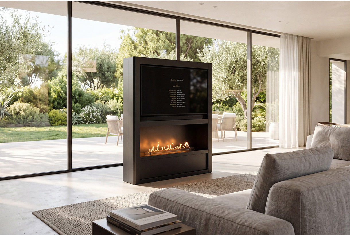 Planilka Cinema Media Wall with Primefire 2.0 990 Bioethanol Burner