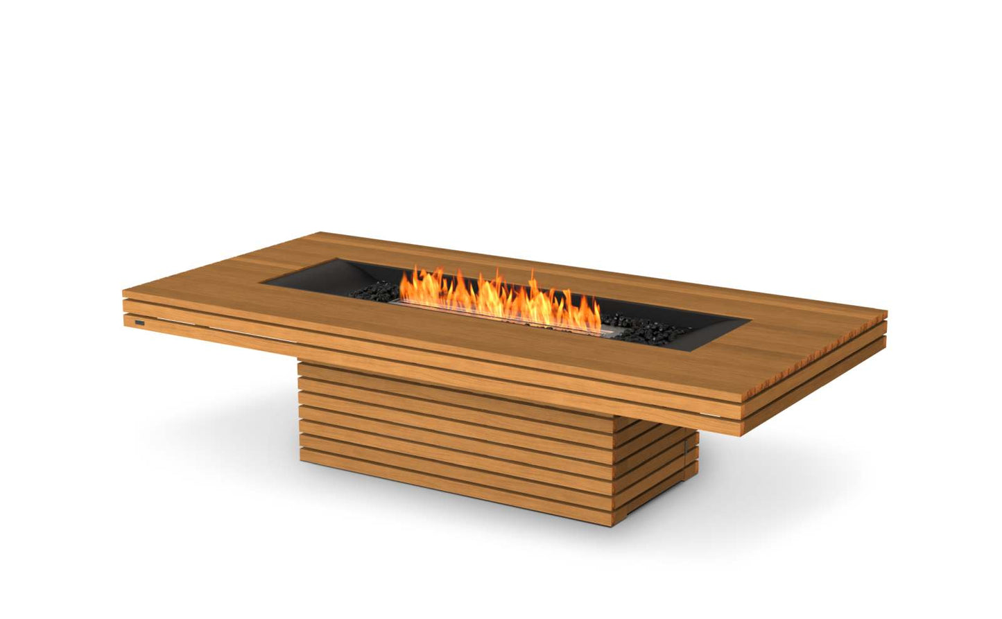 EcoSmart Fire - Gin 90 (Chat) - Gas Fire Pit Table - Teak