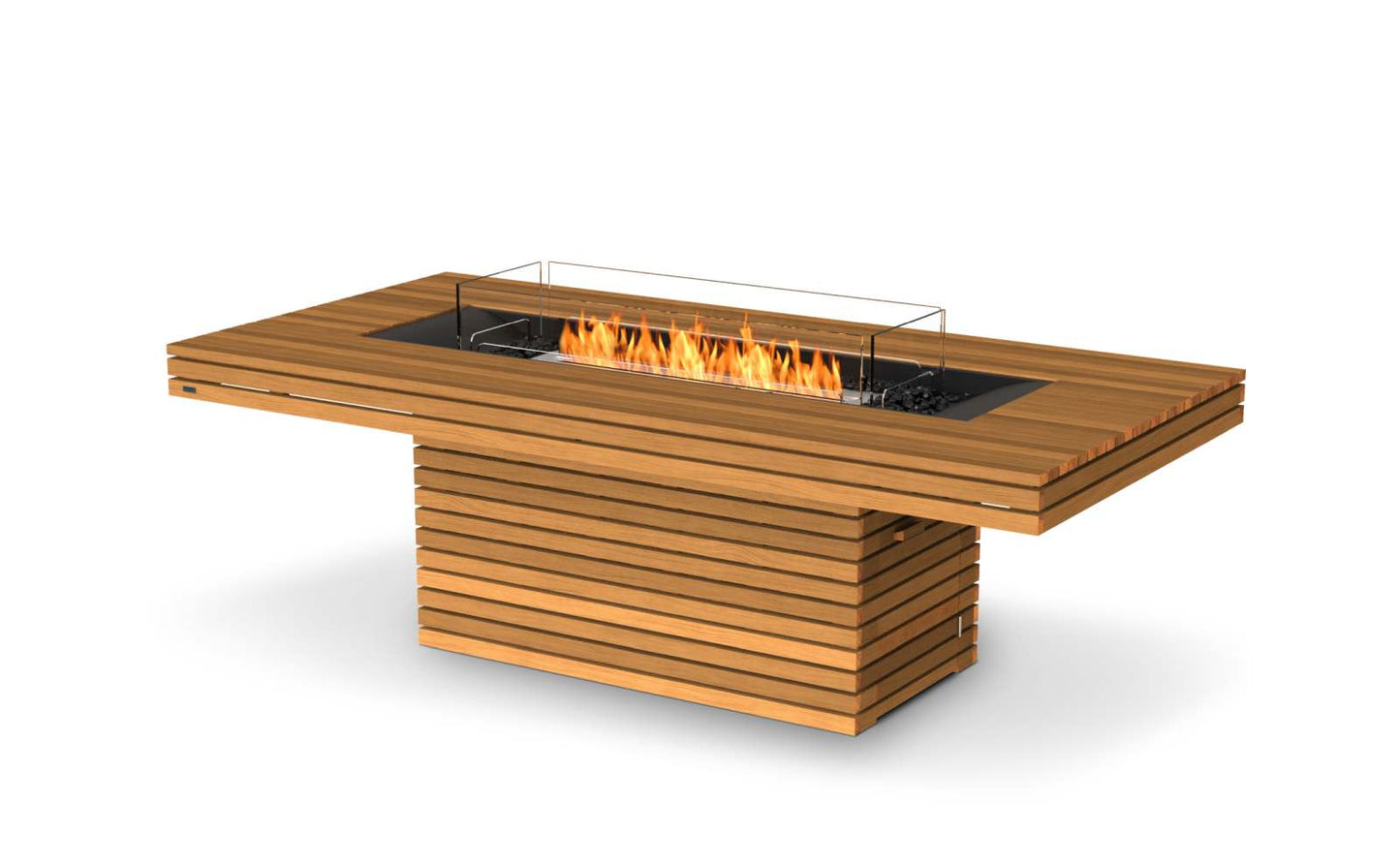 EcoSmart Fire - Gin 90 (Dining) - Gas Fire Pit Table - Teak
