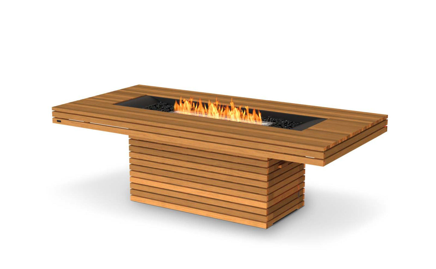 EcoSmart Fire - Gin 90 (Dining) - Gas Fire Pit Table - Teak