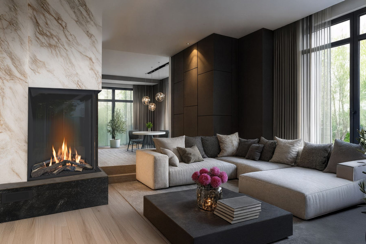 Vitro Left Corner - Glass Enclosed Bioethanol Fireplace