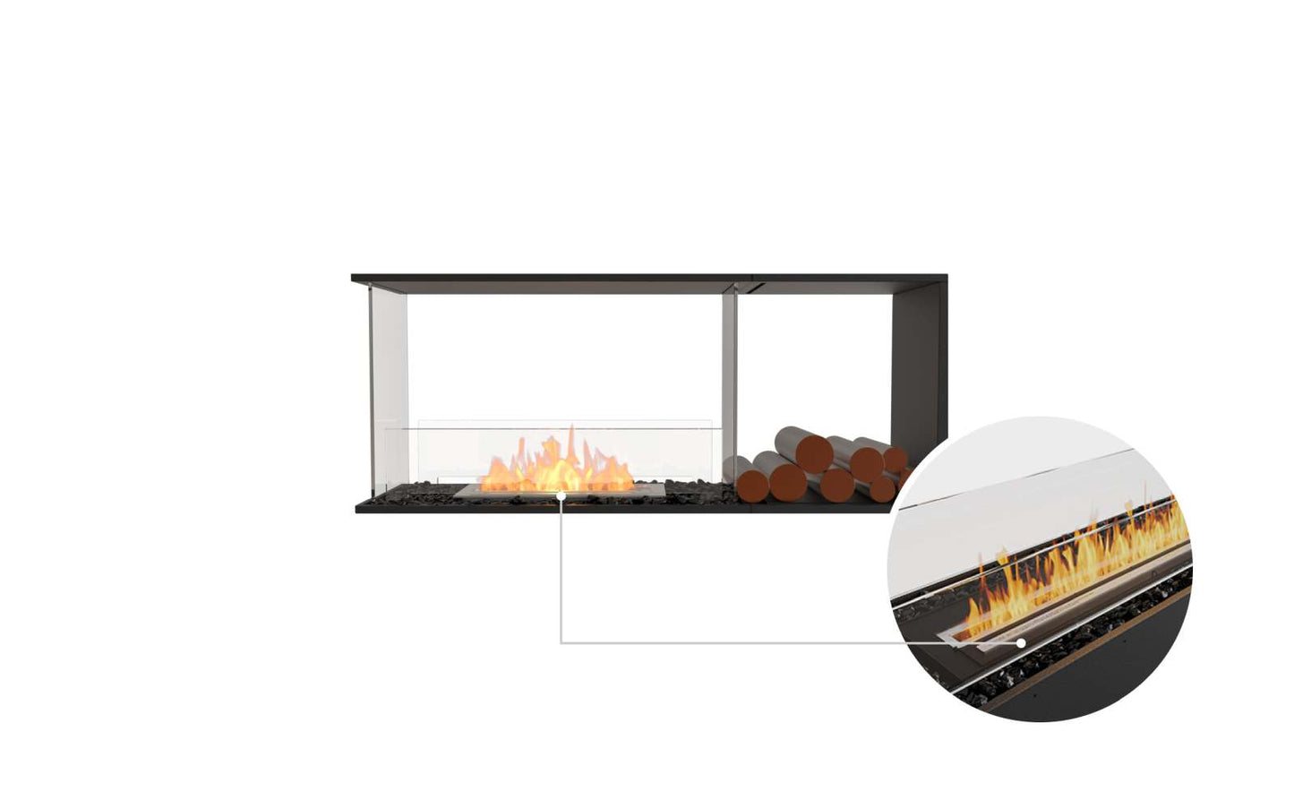 EcoSmart - Flex Fireplace 50PN.BXR - Peninsula - Black