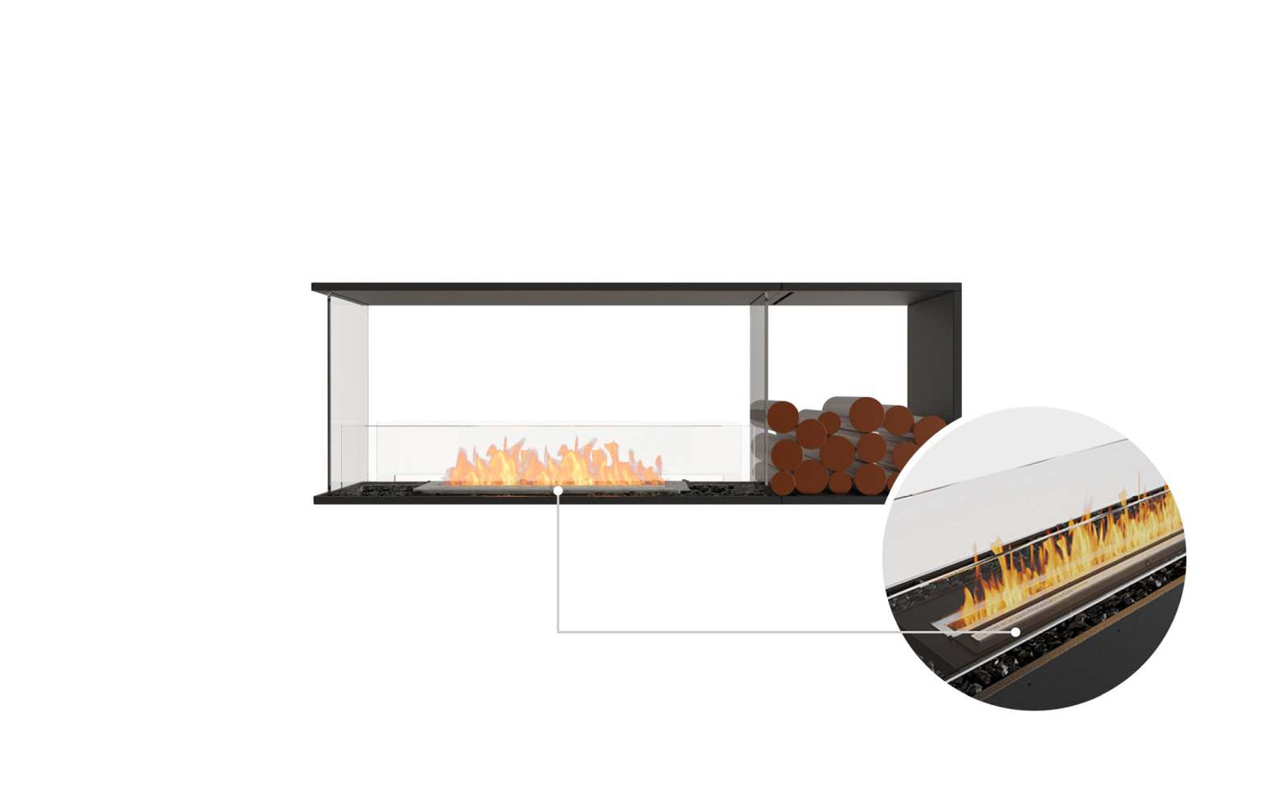 EcoSmart - Flex Fireplace 60PN.BXR - Peninsula - Black