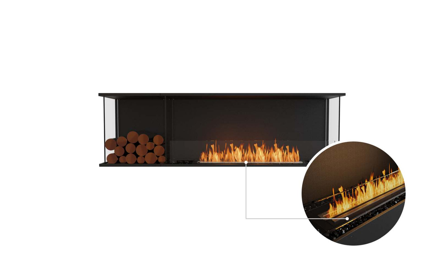 EcoSmart - Flex Fireplace 68BY.BXL - Bay - Black