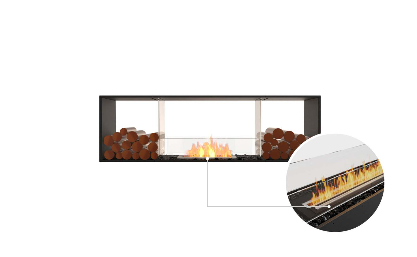 EcoSmart - Flex Fireplace 68DB.BX2 - Double Sided - Black