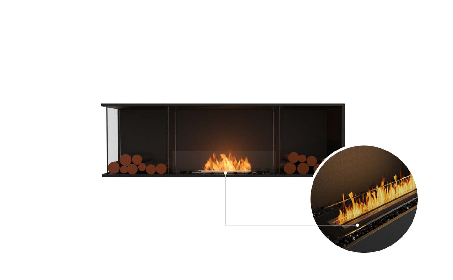 EcoSmart - Flex Fireplace 68LC.BX2 - Left Corner - Black