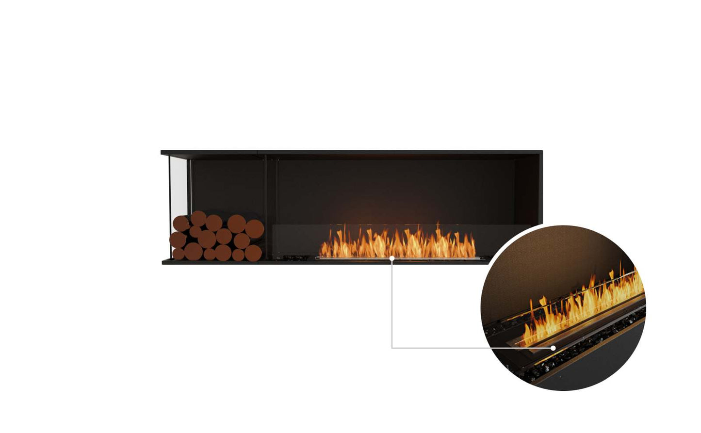EcoSmart - Flex Fireplace 68LC.BXL - Left Corner - Black