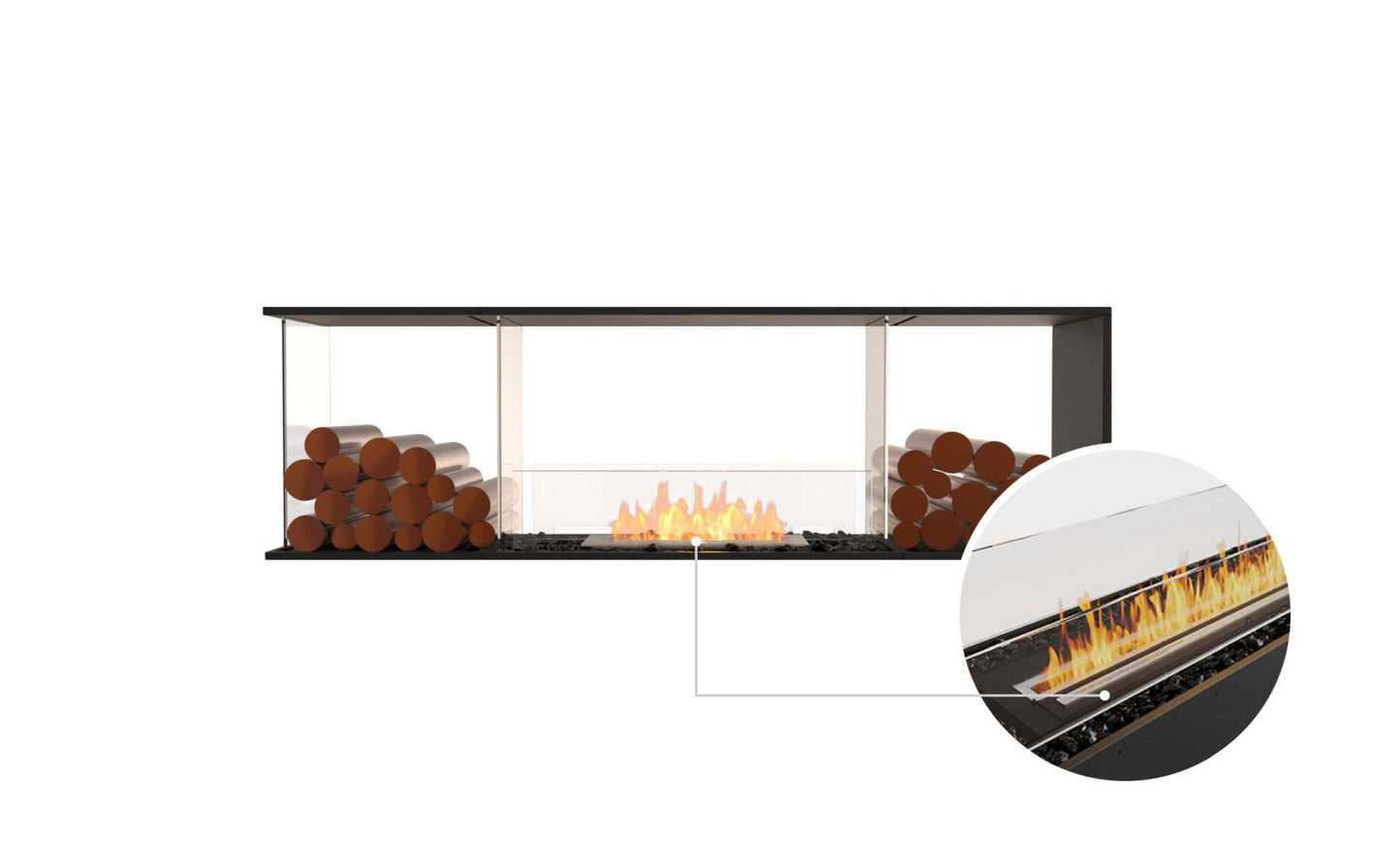 EcoSmart - Flex Fireplace 68PN.BX2 - Peninsula - Black