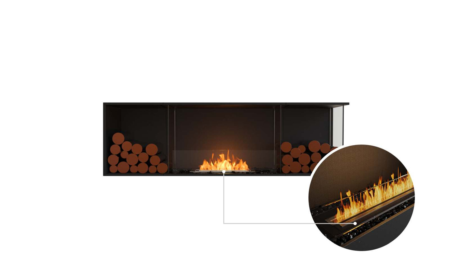 EcoSmart - Flex Fireplace 68RC.BX2 - Right Corner - Black