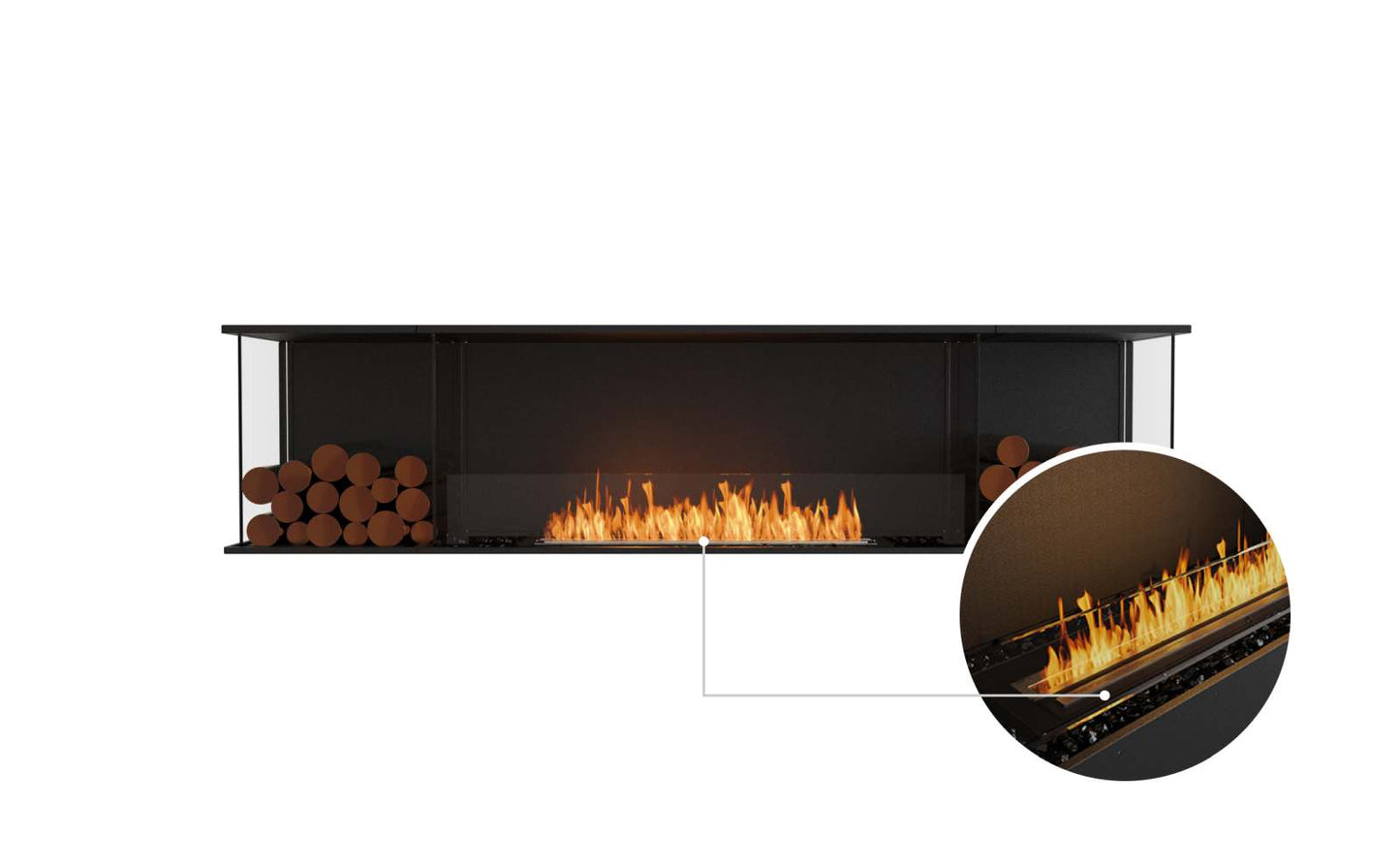 EcoSmart - Flex Fireplace 86BY.BX2 - Bay - Black