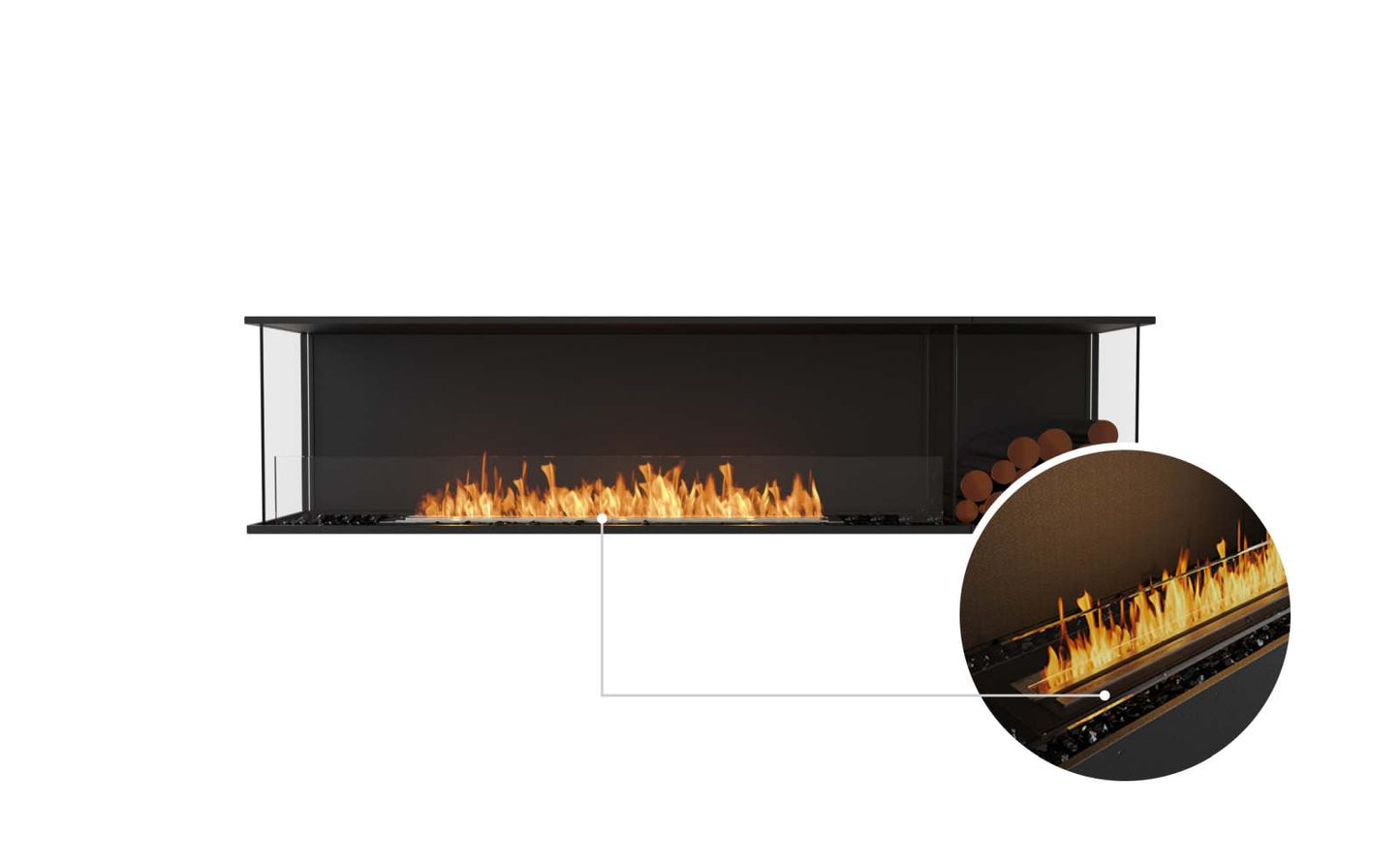 EcoSmart - Flex Fireplace 86BY.BXR - Bay - Black