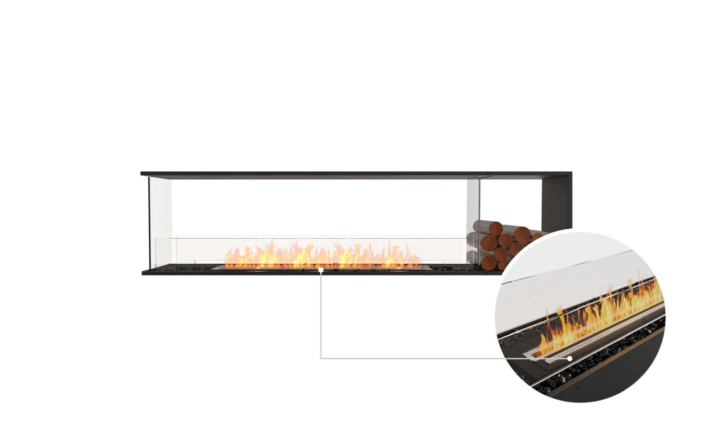EcoSmart - Flex Fireplace 86PN.BXR - Peninsula - Black