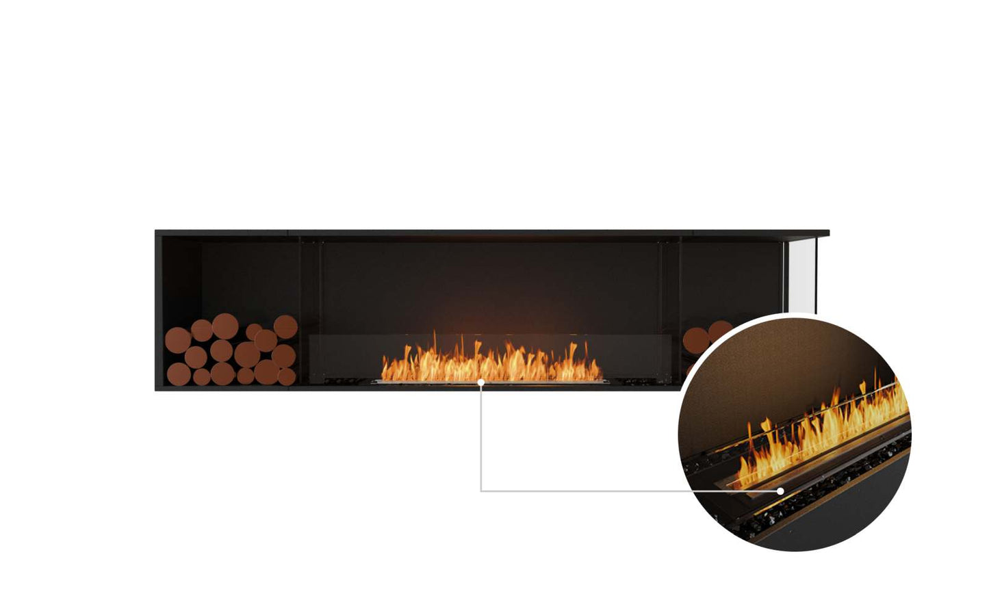 EcoSmart - Flex Fireplace 86RC.BX2 - Right Corner - Black