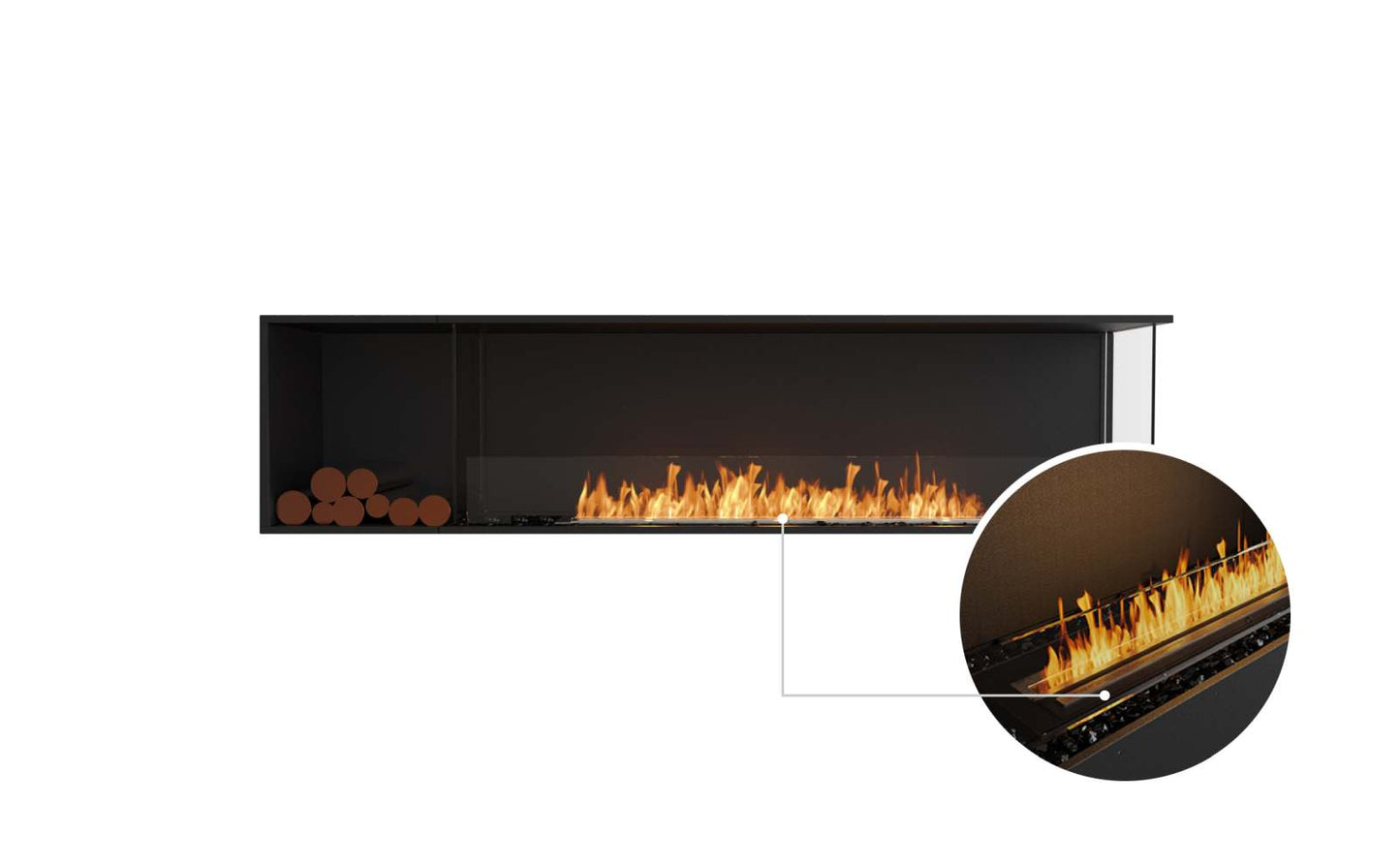 EcoSmart - Flex Fireplace 86RC.BXL - Right Corner - Black