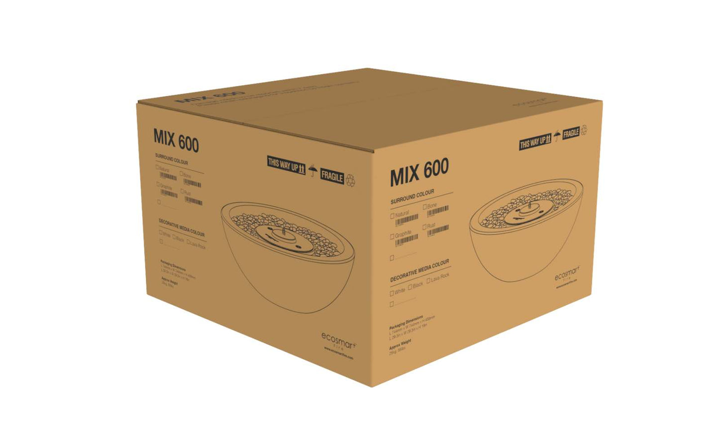 EcoSmart Fire - Mix 600 - Fire Pit Bowl - Graphite