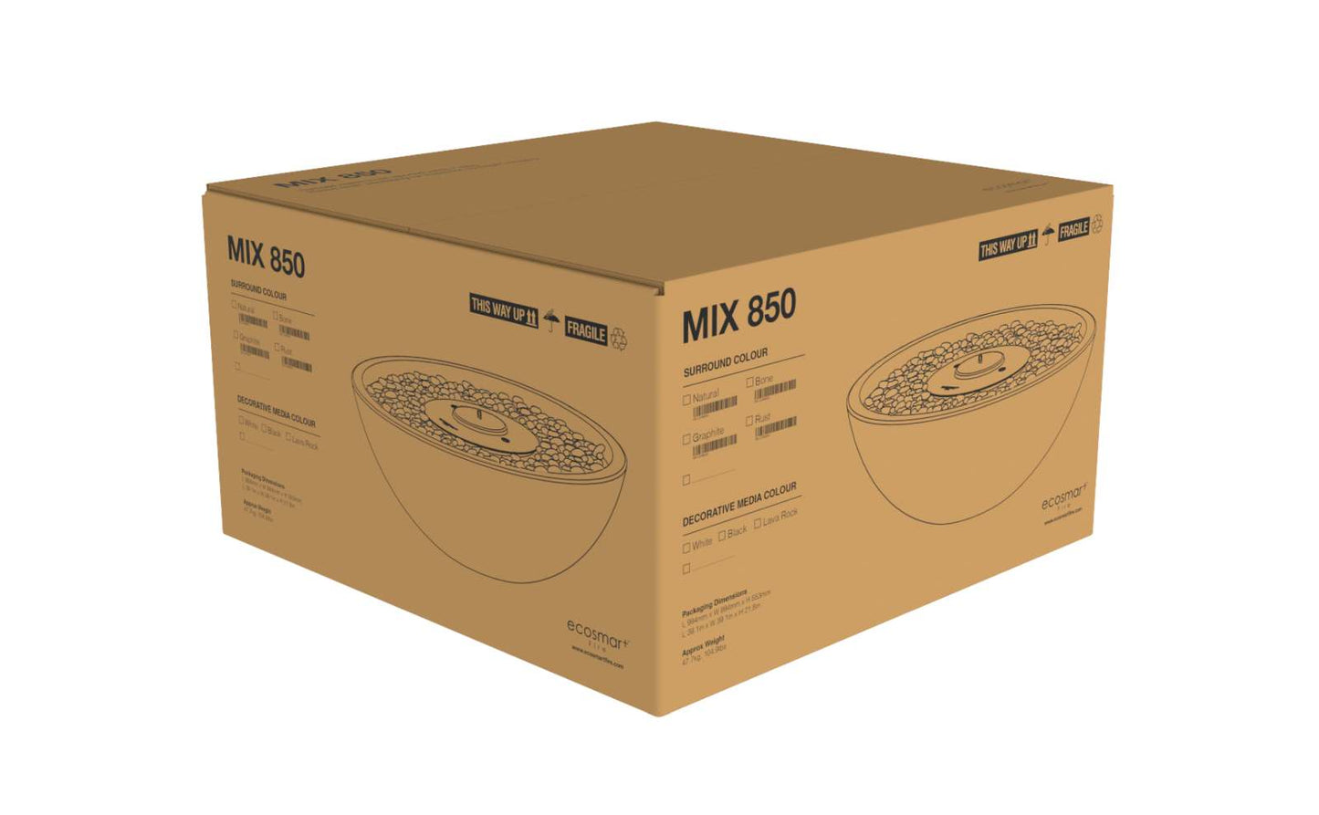 EcoSmart Fire - Mix 850 - Fire Pit Bowl - Graphite