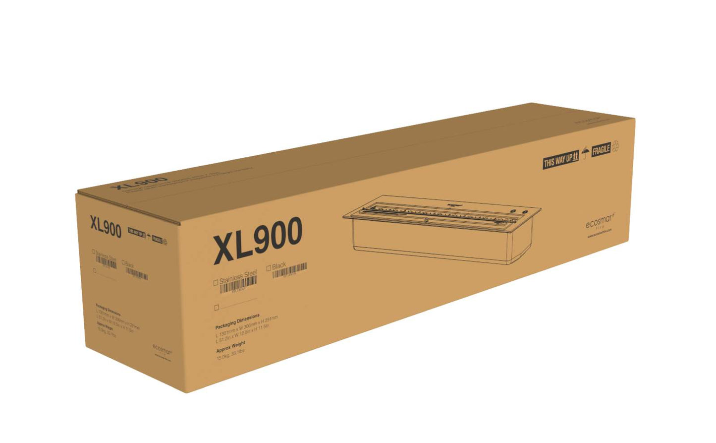 EcoSmart Fire - XL900 - Ethanol Burner - Stainless Steel